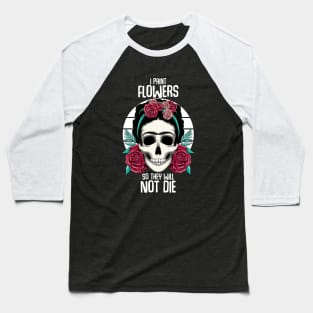 Frida Kahlo Floral Skull Baseball T-Shirt